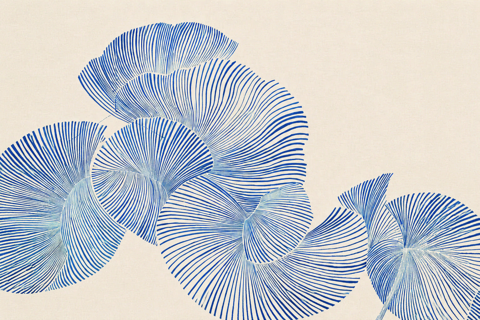 Illustration originale du carnet visuel : formes organiques au trait bleu